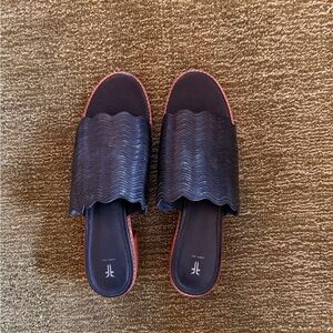 Frye Black Leather Mule Sandals